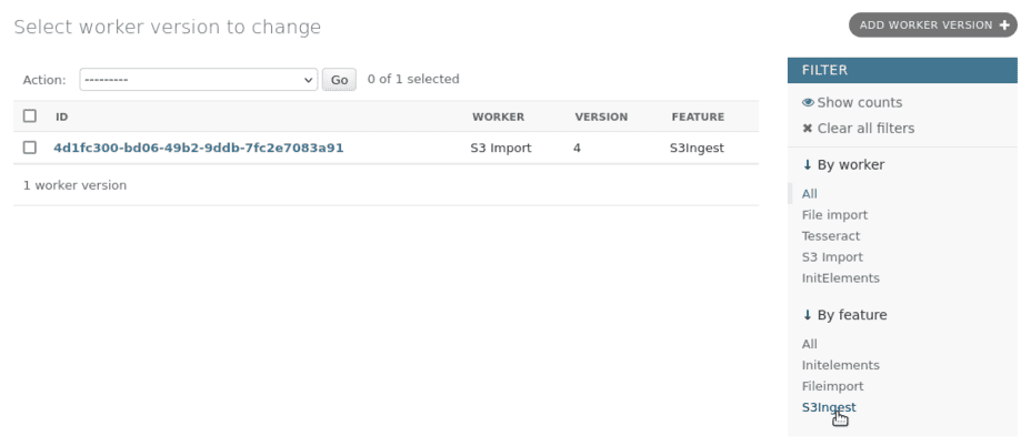 Filtering worker versions by feature