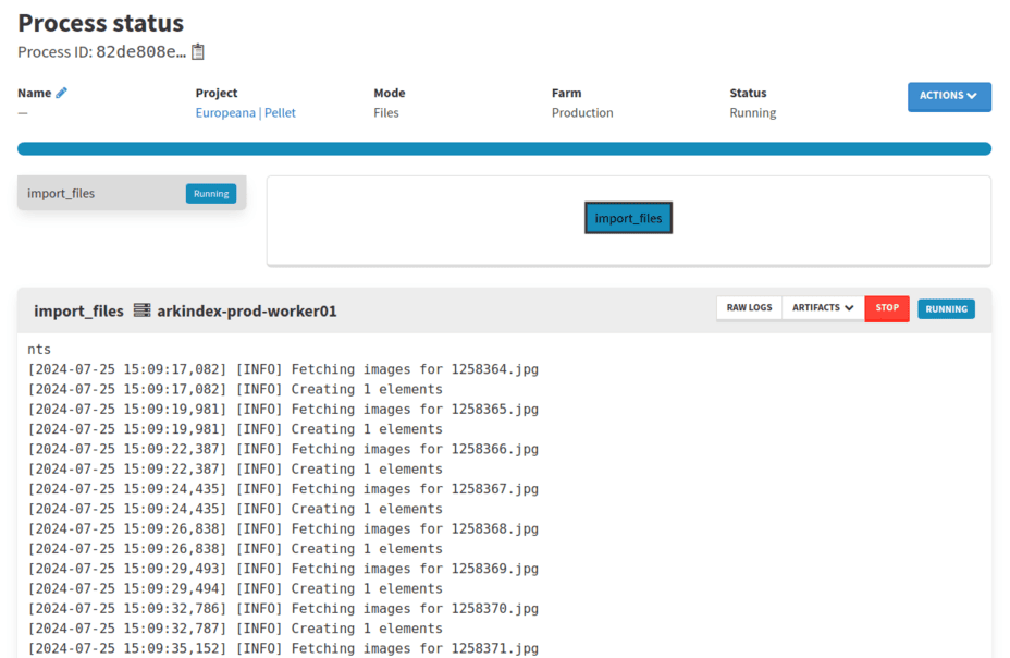 The import process is running and extracting the archive