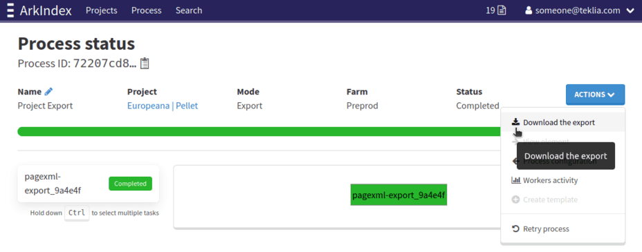 Download the archive containing the PAGE XML files