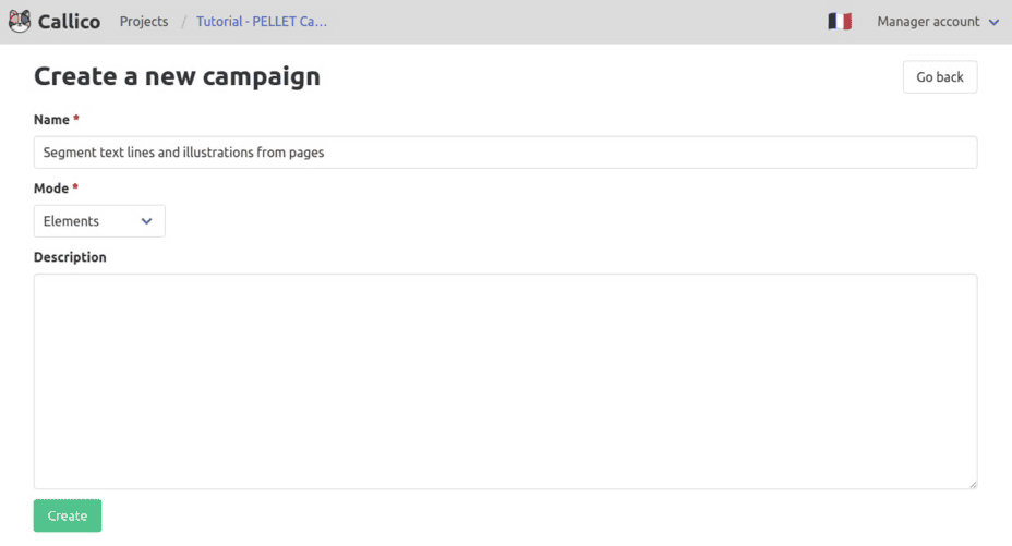Callico’s pre-filled campaign creation form