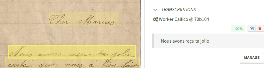 Transcriptions on text lines are available in Arkindex