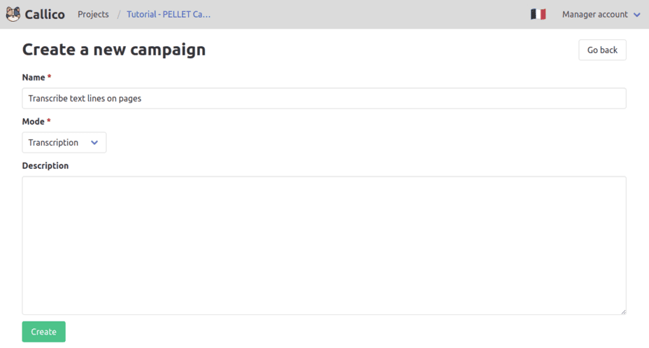 Callico’s pre-filled campaign creation form