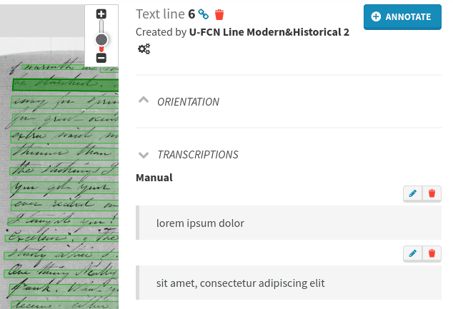 Edit or delete a transcription