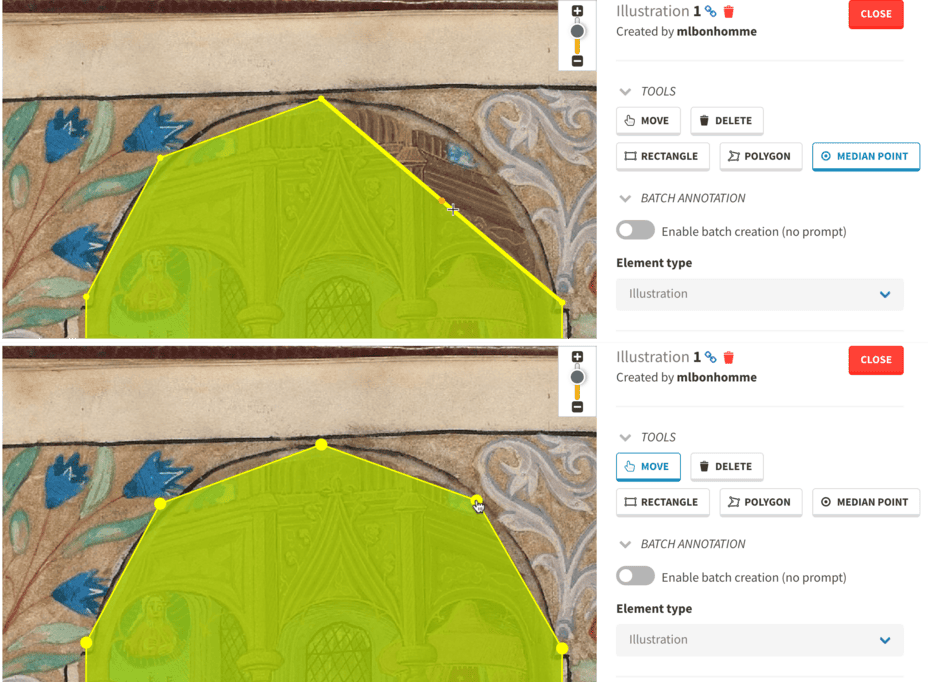 Example usage of the median point tool