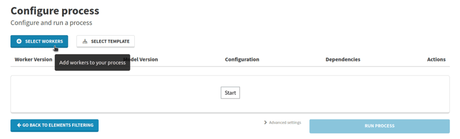Open the workers selection modal for your process