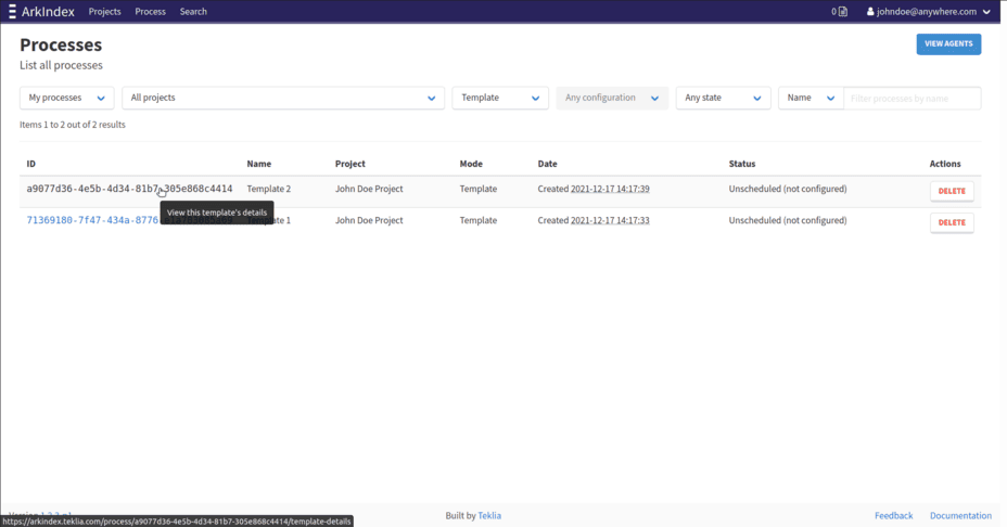 Click on a template’s id in the template list