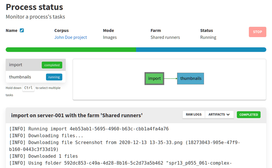 Visualize the progress of the import