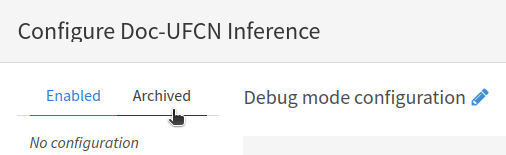Archived configurations tab in the selection modal