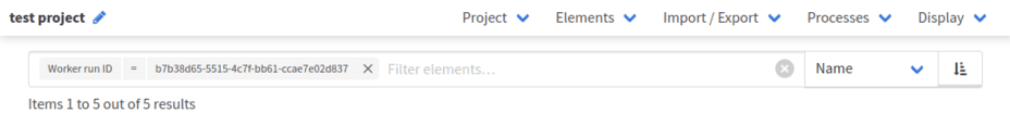The worker run ID filter in the filter bar