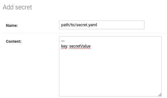 Secret creation form