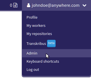 Admin menu
