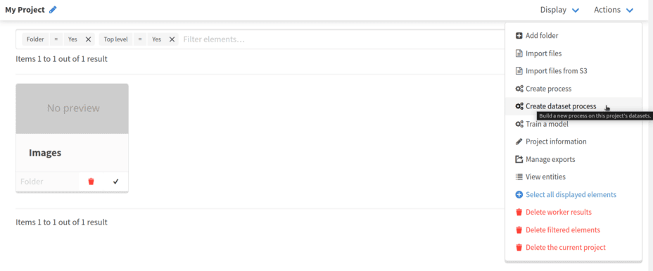 Create a new dataset process