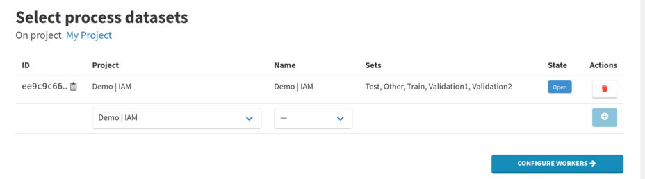 Select one or more dataset to process