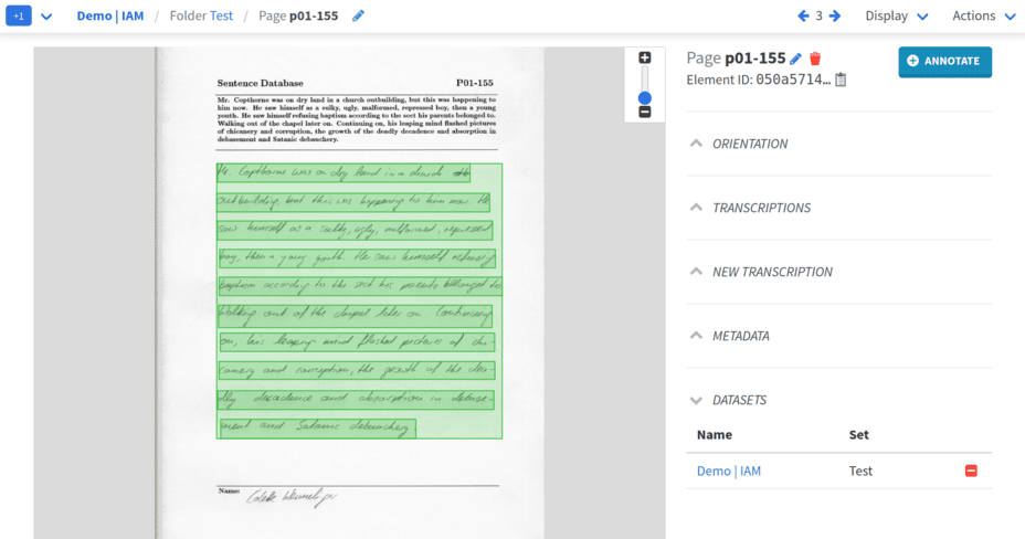 See which datasets an element is included in