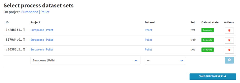 The dataset and its sets are selected