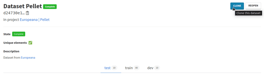 Clone the dataset into a new one