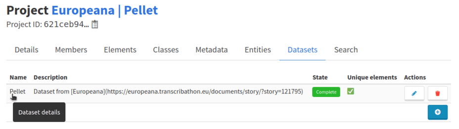 Access the dataset details page on Arkindex