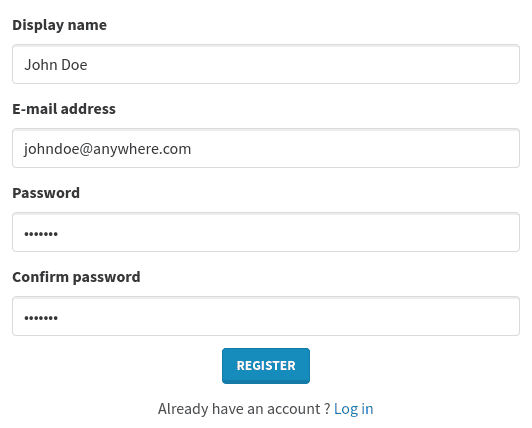 Registering form