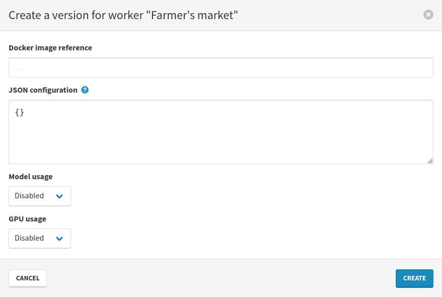 Worker version creation modal