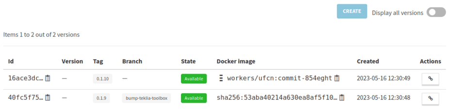 Worker versions with tags