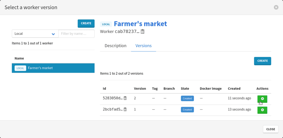 Create a user worker run from a worker version