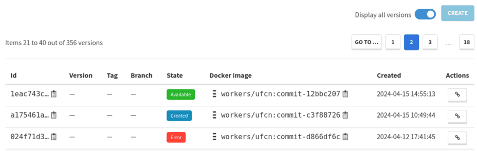 Worker versions with states