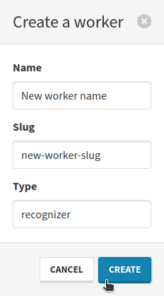 New worker creation modal