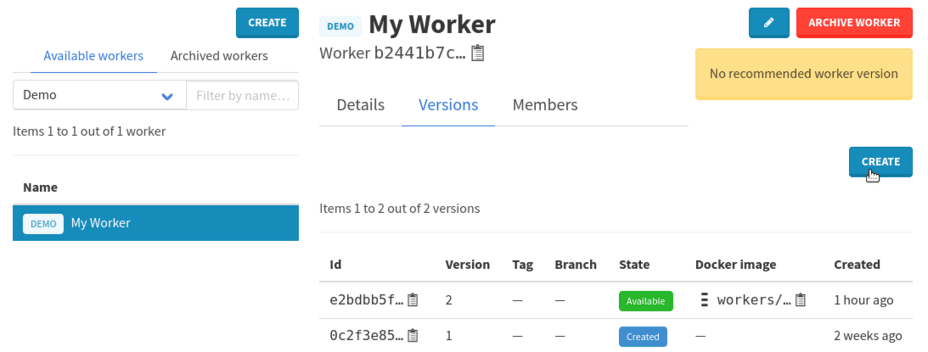 Worker versions