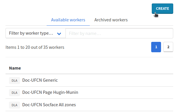 List of workers and create button