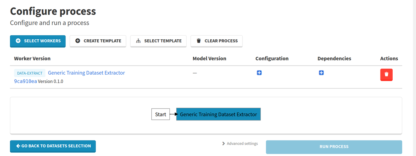 Process a dataset with the Training Dataset Extractor