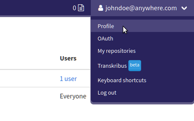 Button to access your Profile page