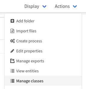 The Manage classes button under the Actions menu