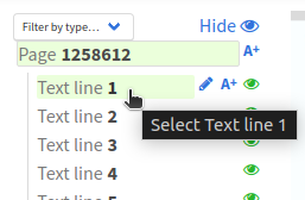 Highlight a text line element on a page